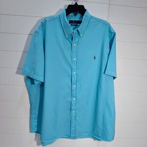 Ralph Lauren Shirt Men's XXL Feather Weight Twill Button Down Blue Lightweight